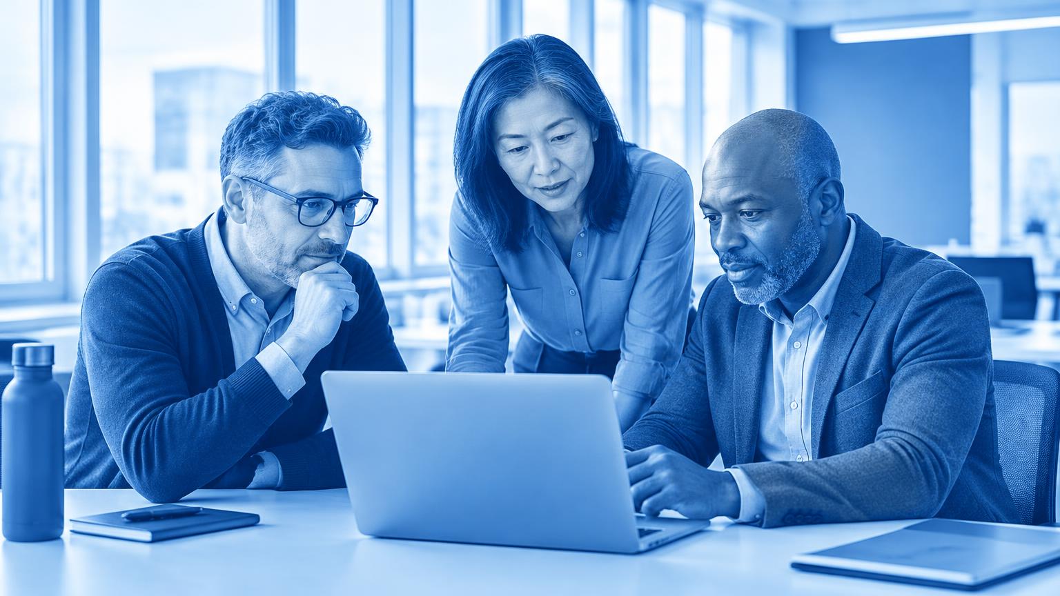 Experienced technology professionals collaborating on a project